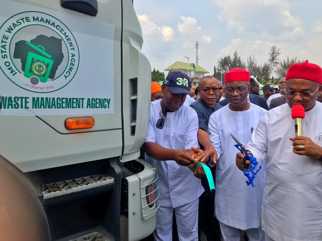 Photos: Governor Hope Uzodimma commissions Imo Waste Management Agency Trucks and Waste Bins